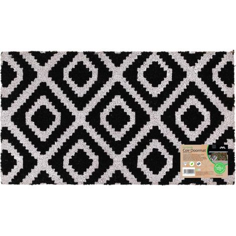 JVL Eco-Friendly Latex Backed Coir Entrance Doormat, 40x70cm - Monochrome Diamond (1/5)
