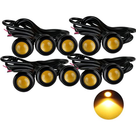 Luz de posición LED Eagle Eye - DIY Slim 18 mm Amarillo 10 Piezas Carcasa BK - Luces de circulación diurna DRL - Luz trasera Luz antiniebla Repuesto - 18 mm - 10 Piezas (1/4)
