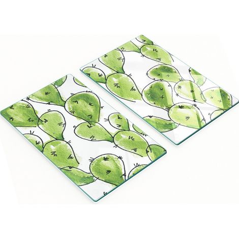 Tableros de vidrio elegantes y duraderos con estampado de cactus en acuarela, 2x30x52 cm.