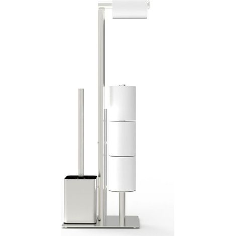 Porte Papier Toilette avec Brosse WC - Support Papier Toilette Debout en Acier Inoxydable avec Brosse de Toilette(Argenté) (1/4)