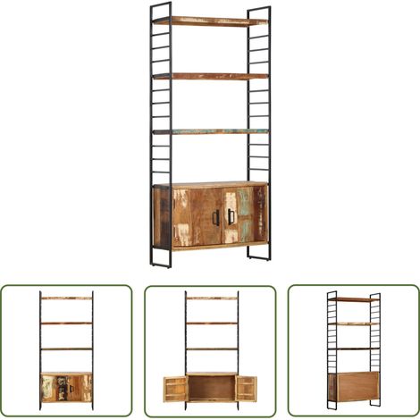 Bibliothèque 4 niveaux Meuble de Rangement Meuble Étagère 80x30x180 cm Bois solide de récupération 72149 (1/5)