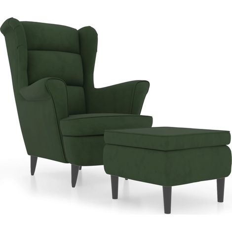 Fauteuils relax avec rebords latérals et repose-pieds en velours vert foncé DEC028699