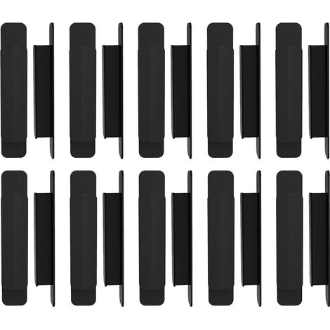 Lot de 20 poignées de porte d'armoire auto-adhésives, sans perçage, 11 × 2,3 cm, couleur noire, pour armoires, penderies, tiroirs, fenêtres et meubles (1/5)