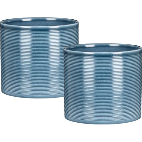 Scheurich pot à fleurs set de 2 en céramique, coloris: Blue Jeans, 14 cm de diamètre, 13 cm de hauteur, 1,5 l vol.