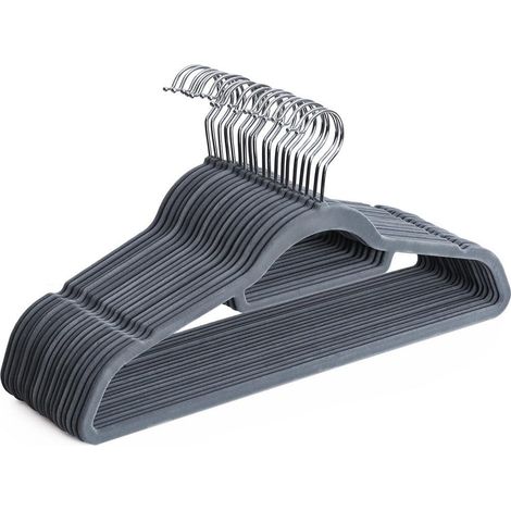 Cintres en velours lot de 20 crochet pivotant à 360° antidérapant pour costumes chemises robes cravates gris pâle (1/4)