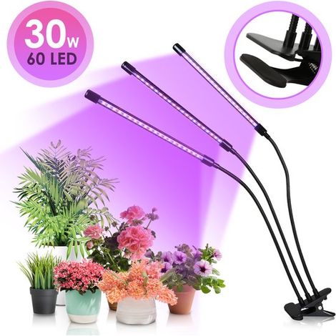 Pflanzenlampe Kultivierungslampe LED Vollspektrum Pflanzen 30 W 3 Leuchtenköpfe (1/5)