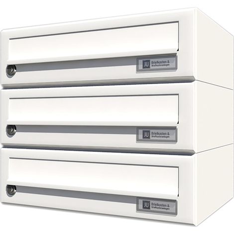 JU Hausbrieffachanlage 3-teilig, 375 x 330 x 280 mm, Stahl weiß RAL 9016