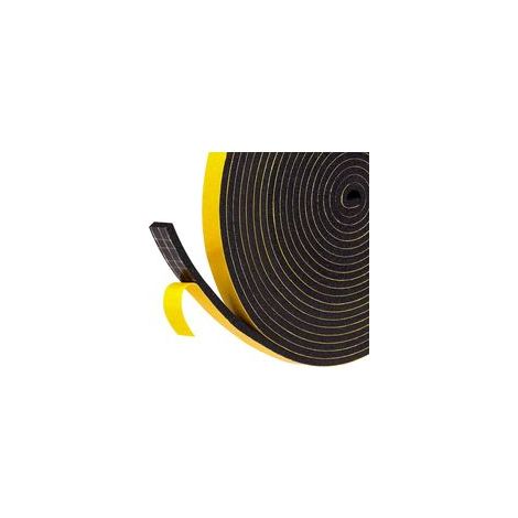 Ahlsen Joint Adhésif en Bande pour Porte Fenêtre, 1 rouleaux 12mm x 6 mm x 3m, Joint Isolant en Mousse Caoutchouc, Isolation Phonique et Froid, Protection Meuble Climatiseur- Mousse Noir Film Jaune