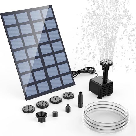 Fontaine Solaire 2,5 W 6 Styles de Jet, Conduite d'Eau de 1,2 m, pour Jardin, Bain d'Oiseaux et Jeux d'Eau DIY (1/5)