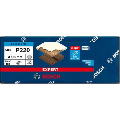 Malla de lija Expert M480 para lijadoras excéntricas de 150 mm G 220 50uds.  BOSCH 2608900703