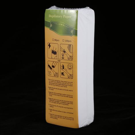 100 feuilles/sachet de bandes dépilatoires non tissées pour l'épilation des jambes, des bras et des aisselles. (1/5)