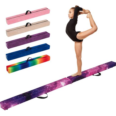 Folding Balance Beam with Solid Wood Base and Anti-slip Bottom-Pink (1/5)