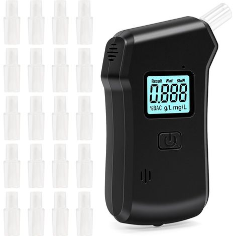Éthylotest précis de police avec 20 embouts Testeur d'alcool avec écran LCD numérique et capteur semi-conducteur (1/5)