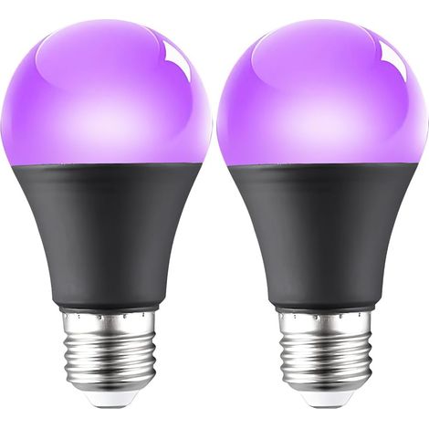 Lampadine LED UV da 12 W, 2 pezzi E27 lampadine a luce nera, luce nera per feste fluorescenti, per Halloween, bar, feste, vernice fluorescente, pittura per il corpo