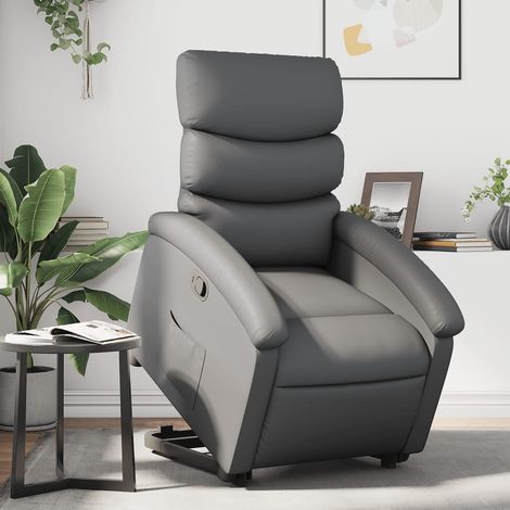 Fauteuil inclinable-Chaise de relaxation-Fauteuil Relax Gris Similicuir 541254 (1/5)