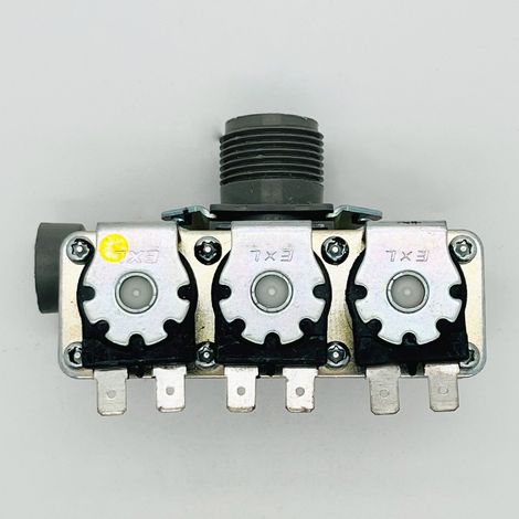 The triple inlet solenoid valve FCT-22-B11/B13 is compatible with Haier 0024000339/A drum washing machines. (1/4)