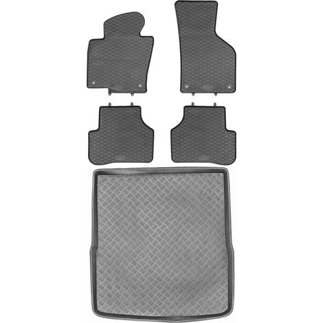 Set di tappetini in gomma per auto e tappetino per bagagliaio per Volkswagen Passat B7 Kombi dal 2010 al 2014.