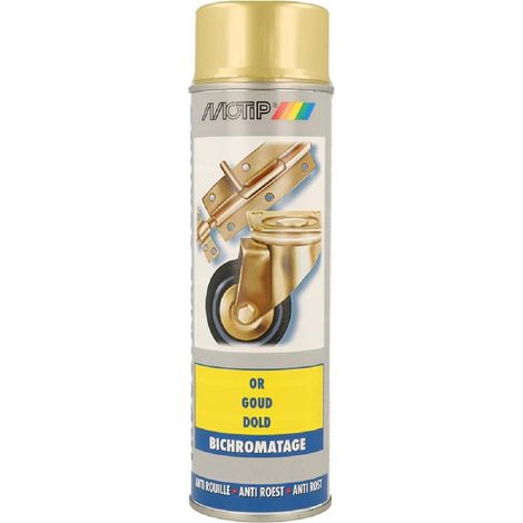 Spray bichromatage or 500 ml – Aérosol à séchage rapide – Bonne couverture pour surfaces en acier chromé doré – Usage professionnel – Motip - RAL 500 ML