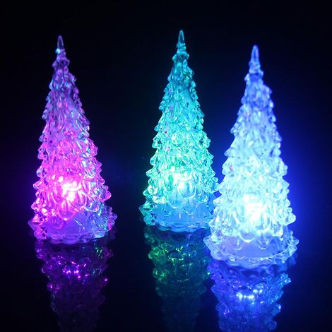 Veilleuse LED miniature en cristal, sapin de Noël, lampe de nuit à couleurs changeantes, décoration de Noël, cadeau pour enfants (1/5)