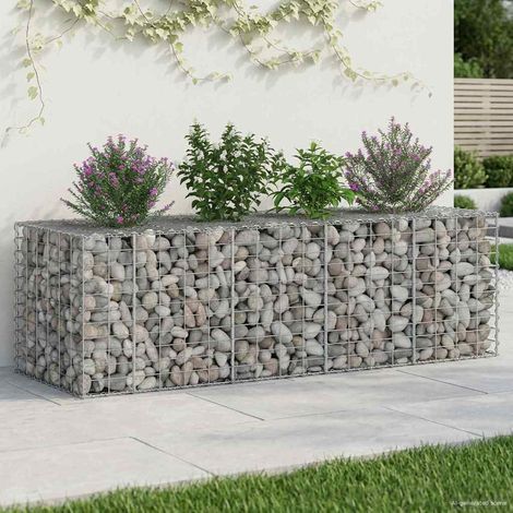 Gabionen Hochbeet Silber 180 x 60 x 55 cm Verzinkter Stahl