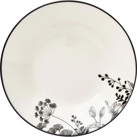 Lot de 6 Assiettes Creuses "White Floral" 20cm Blanc