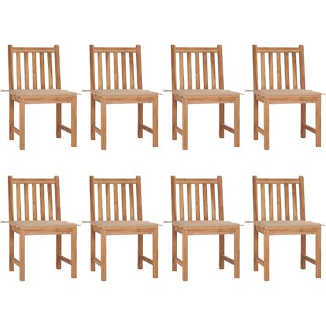 Chaises/Fauteuils de jardin 8 pcs avec coussins Bois de teck massif -TF76838 (1/5)