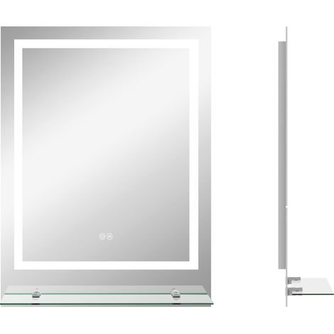 Miroir de salle de bain avec éclairage intégré, miroir mural avec 3 couleurs de lumière, indice de protection IP44, interrupteur tactile, fonction mémoire, traitement antibuée, 70 x 50 cm (1/5)