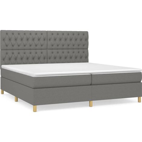 Maison Exclusive - Giroletto a Molle con Materasso Grigio Scuro 200x200 cm Tessuto