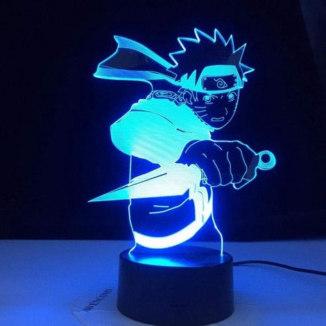Lampe de chevet Bluetooth LED 3D Naruto Uzumaki pour enfants, équipe 7 Kakashi Hatake, décoration lumineuse de nuit, veilleuse anime, cadeau fan, éclairage ambiant, portable, sans fil. (1/5)