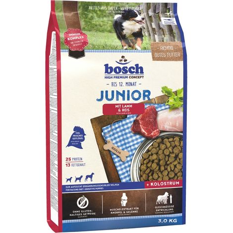 Bosch Trockenfutter für Hunde Junior 3 kg mit Lamm & Reis Trockenfutter (1/3)