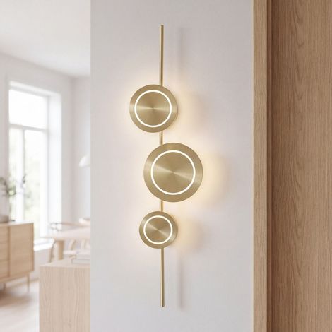 LED Wandlampe groß 120 cm hoch Aluminium in Gold 3000 K 1008 lm Modern Wandleuchte Wohnzimmer