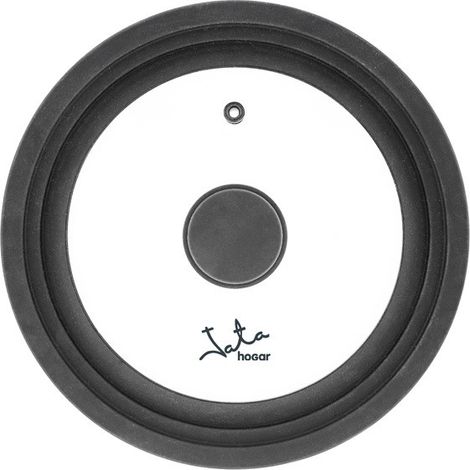 Tapa universal de cristal para sartenes Jata Hogar T26. Tapa antisalpicaduras para varios diámetros: 26, 28 y 30 cm.