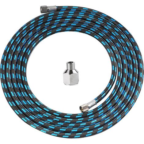 Tuyau Aerographe d'air tressé en nylon de 10 pieds, taille 1/8 de pouce aux deux extrémités, adaptateur 1/8 de pouce - 1/4 de pouce pour la plupart des kits (1/5)