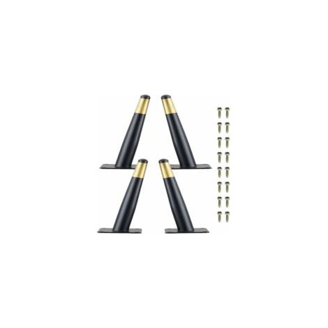 Set di 4 gambe per mobili, gambe in metallo da 10 cm per sedie/tavoli con base silenziosa e antiscivolo, nero + oro - Crezuo (1/4)