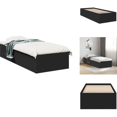 Cadre de lit sans matelas noir 90x190 cm - Cadre De Lit - Lit Double - Lit En Bois - Literie - Meuble De Chambre (1/5)