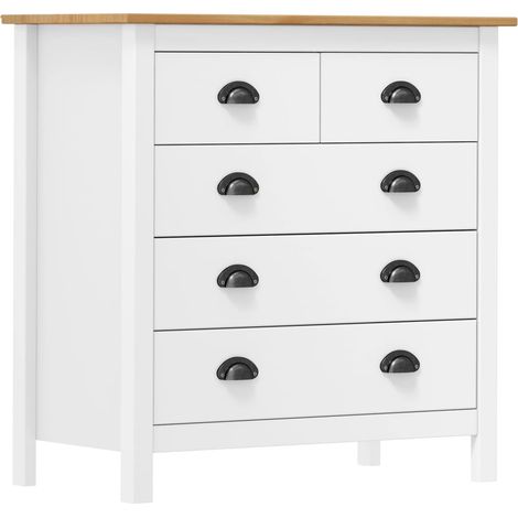 Credenza cassettiera cassettiera mobile contenitore organizer cucina soggiorno Hill 79 x 40 x 80 cm legno massello di pino bianco 020035670