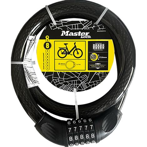 Câble Antivol Acier Pvc Combinaison Sécurité Flexible Sans Clé, Usage Polyvalent - Master Lock