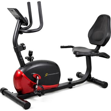 Strongology ZENPEDAL Recumbent Exercise Bike for Home, Magnetic Resistance Bike with 8 Levels, LCD Monitor with Heart Rate, Adjustable Seat with Back Support, Quiet Indoor Cycle