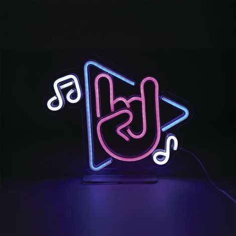 Lámpara/aplique de pared Seynave de neón LED con forma de nota musical, fabricada en PVC, con puerto USB e interruptor. SEYNAVE (1/5)