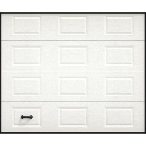 Vente-Unique – Porte de garage sectionnelle sur mesure à cassettes blanche – Acier galvanisé – Panneau isolé 40mm – Couleur blanche RAL 9010 (1/5)