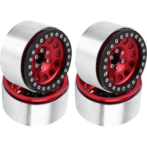 Jantes 2,2 pouces en alliage pour TRX4, SCX10, Wraith - Rouge et Noir - RC Crawler (1/5)