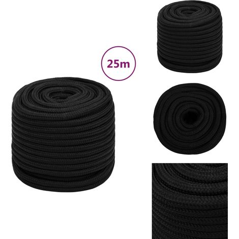 Corde de travail Noir 16 mm 25 m Polyester - Corde De Travail - Corde Tressée - Polyester - Corde Noire - Outillage Bricolage (1/5)