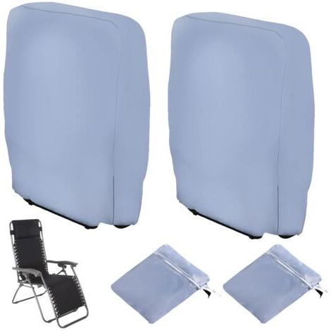 Pr 2pcs Housse de Protection pour Chaise Longue Pliante, Coupe-Vent Anti-UV Imperméable Housses pour Chaises de Jardin Pliantes, Housse de Chaise Longue de Jardin, avec Sac de Transport (Gris) (1/4)