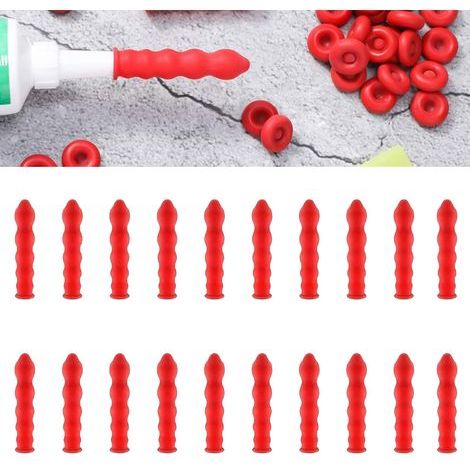 Pack of 20 caulking caps – Sealing nozzles, silicone nozzles, reusable caps for sealing and preserving – Universal fit (red) (1/5)