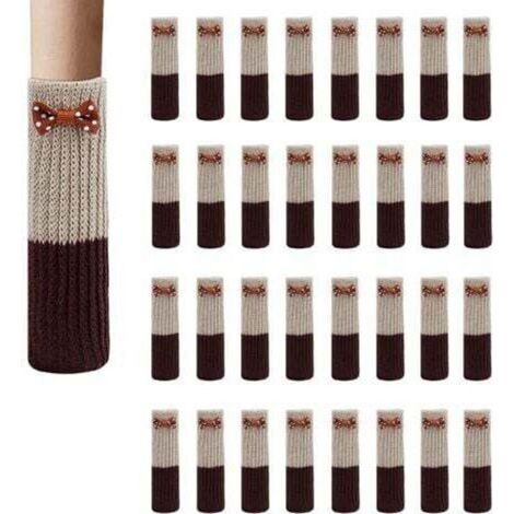 Chaussettes de Meubles Tricot Laine 32PCS Coussins de Chaise Jambe Tapis Protecteur Patins Antidérapants pour Meubles Chapeaux de Table Couverture
