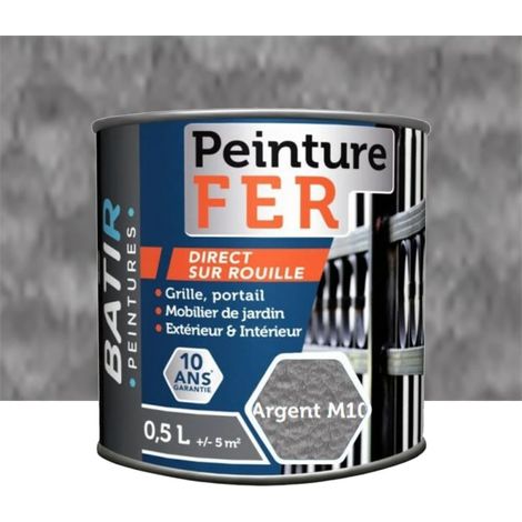 Peinture Fer BÂTIR Martelé Argent M10 0,5 L (1/3)