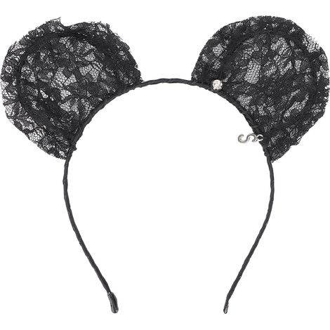 Serre-tête oreilles rondes fille, bandeau chat costume accessoire Pâques Halloween fête déguisement (1/5)