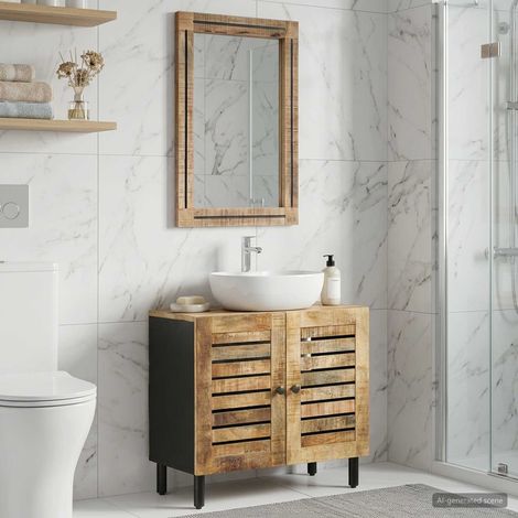 vidaXL Badezimmerschrank-Set 2 Stk. Natur 62 x 33 x 58 cm (1/5)