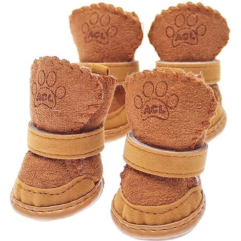 Protège-pattes pour petits chiens, bottines antidérapantes avec doublure douce, faciles à enfiler, idéales pour les activités de plein air, marron, taille 1