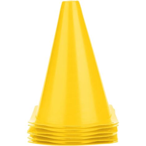 6 pièces Cônes d'Entraînement Football 18cm, Accessoires Marqueurs Plastiques Jaunes pour Sport (1/5)